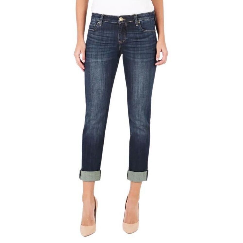 Kut from the Kloth 16W Dark Wash Catherine Boyfriend Jeans Cropped High Waist